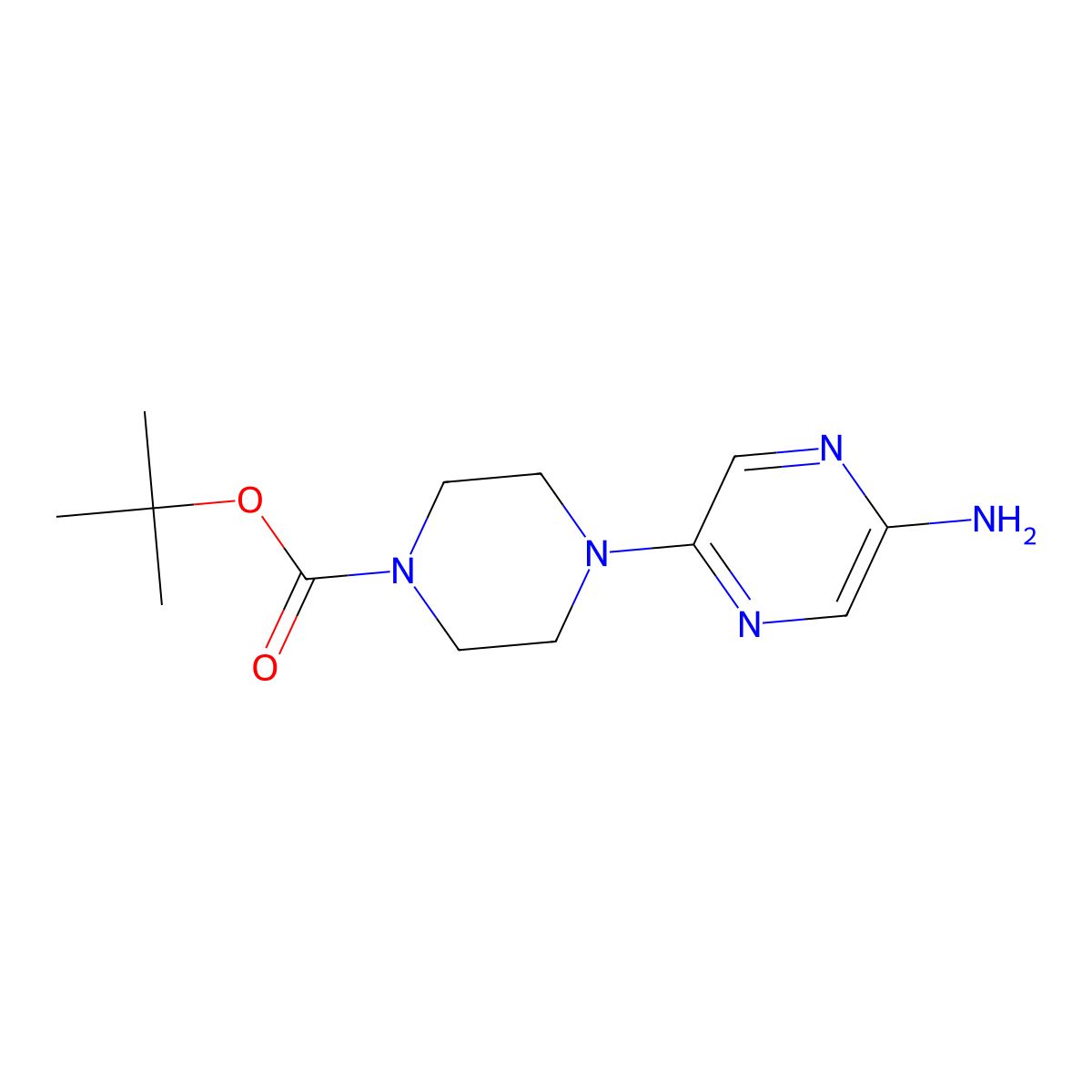Tert-butyl 4-(5-aminopyrazin-2-yl)piperazine-1-carboxylate molecular structure, CAS 1190071-58-9