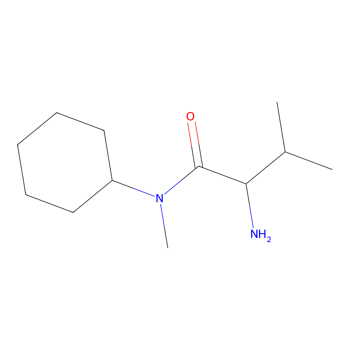 2-amino-N-cyclohexyl-N,3-dimethylbutanamide molecular structure, CAS 1190088-76-6