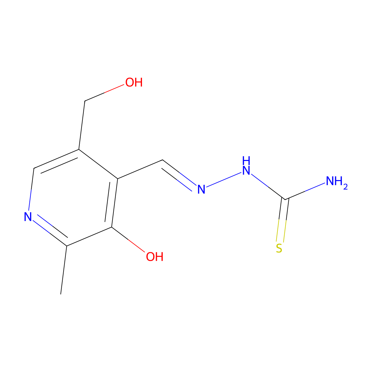 (2E)-2-{[3-hydroxy-5-(hydroxymethyl)-2-methylpyridin-4-yl]methylidene}hydrazinecarbothioamide molecular structure, CAS 1190096-01-5