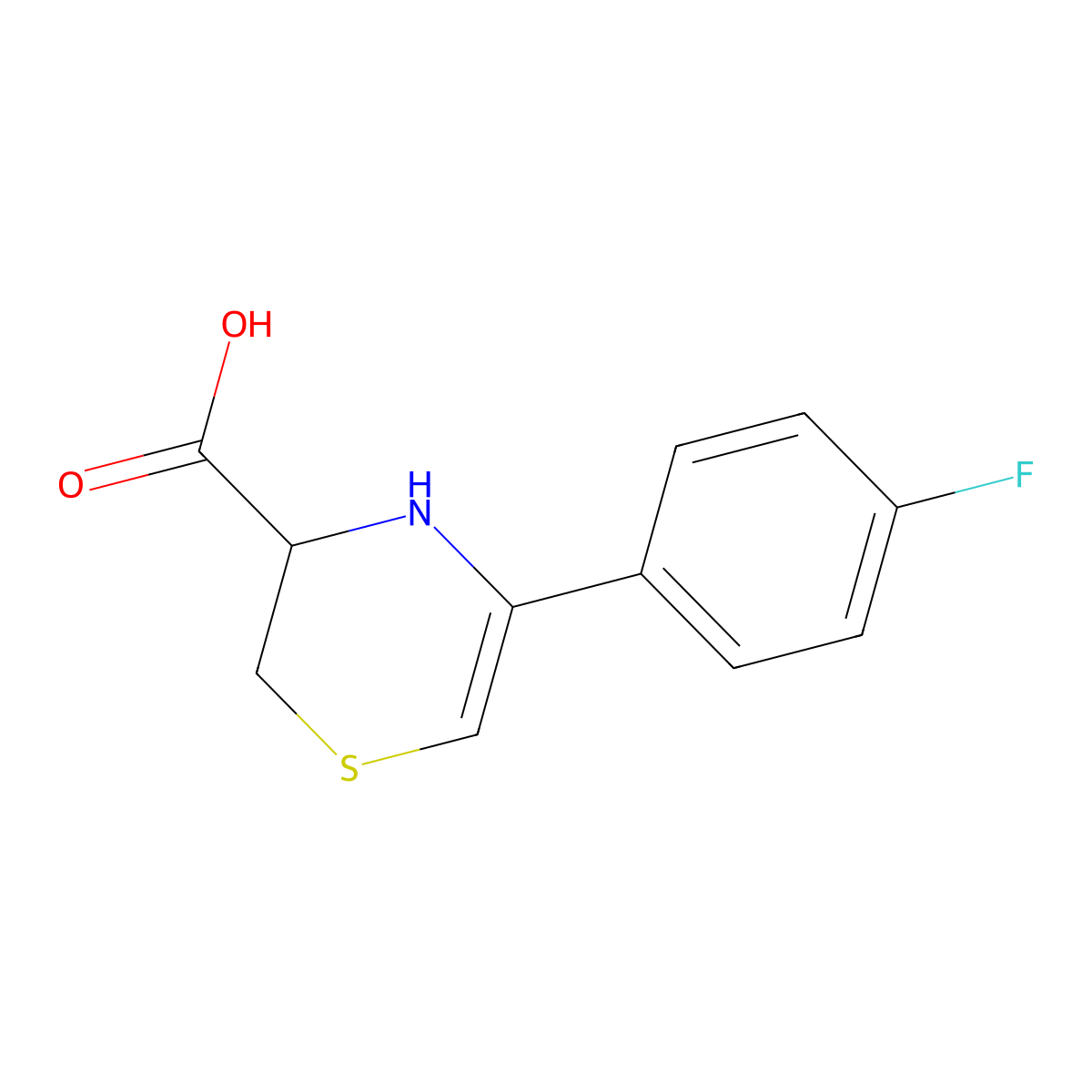 5-(4-Fluorophenyl)-3,4-dihydro-2H-1,4-thiazine-3-carboxylic acid molecular structure, CAS 1190102-74-9