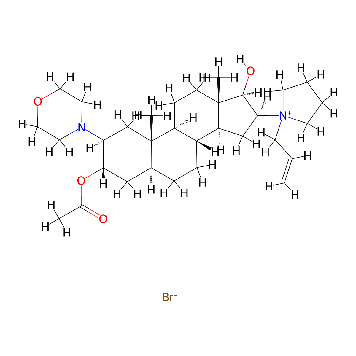 1-((2Beta,3alpha,5alpha,16beta,17beta)-17-(acetyloxy)-3-hydroxy-2-(1-pyrrolidinyl)androstan-16-YL)-1-(2-propenyl)pyrrolidinium bromide molecular structure, CAS 1190105-63-5