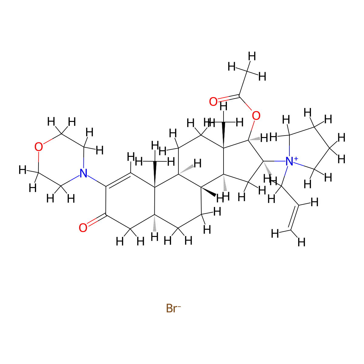[(5S,8R,9S,10S,13S,14S,16S,17R)-10,13-dimethyl-2-morpholin-4-yl-3-oxo-16-(1-prop-2-enylpyrrolidin-1-ium-1-yl)-4,5,6,7,8,9,11,12,14,15,16,17-dodecahydrocyclopenta[a]phenanthren-17-yl] acetate bromide molecular structure, CAS 1190105-67-9