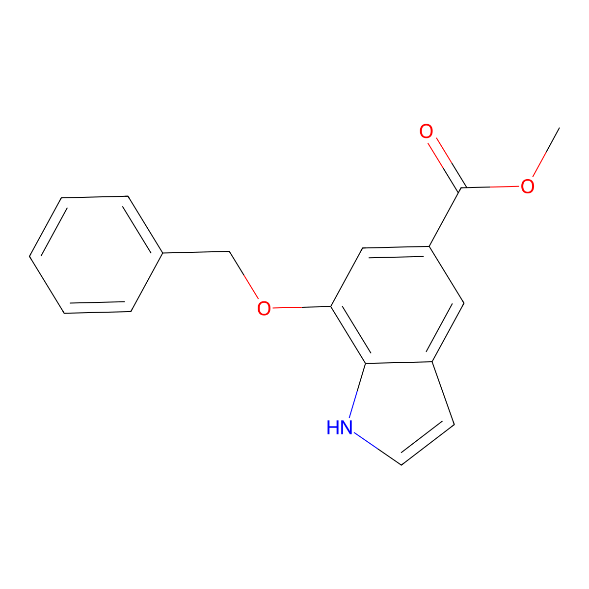 methyl 7-(benzyloxy)-1H-indole-5-carboxylate molecular structure, CAS 1190198-13-0