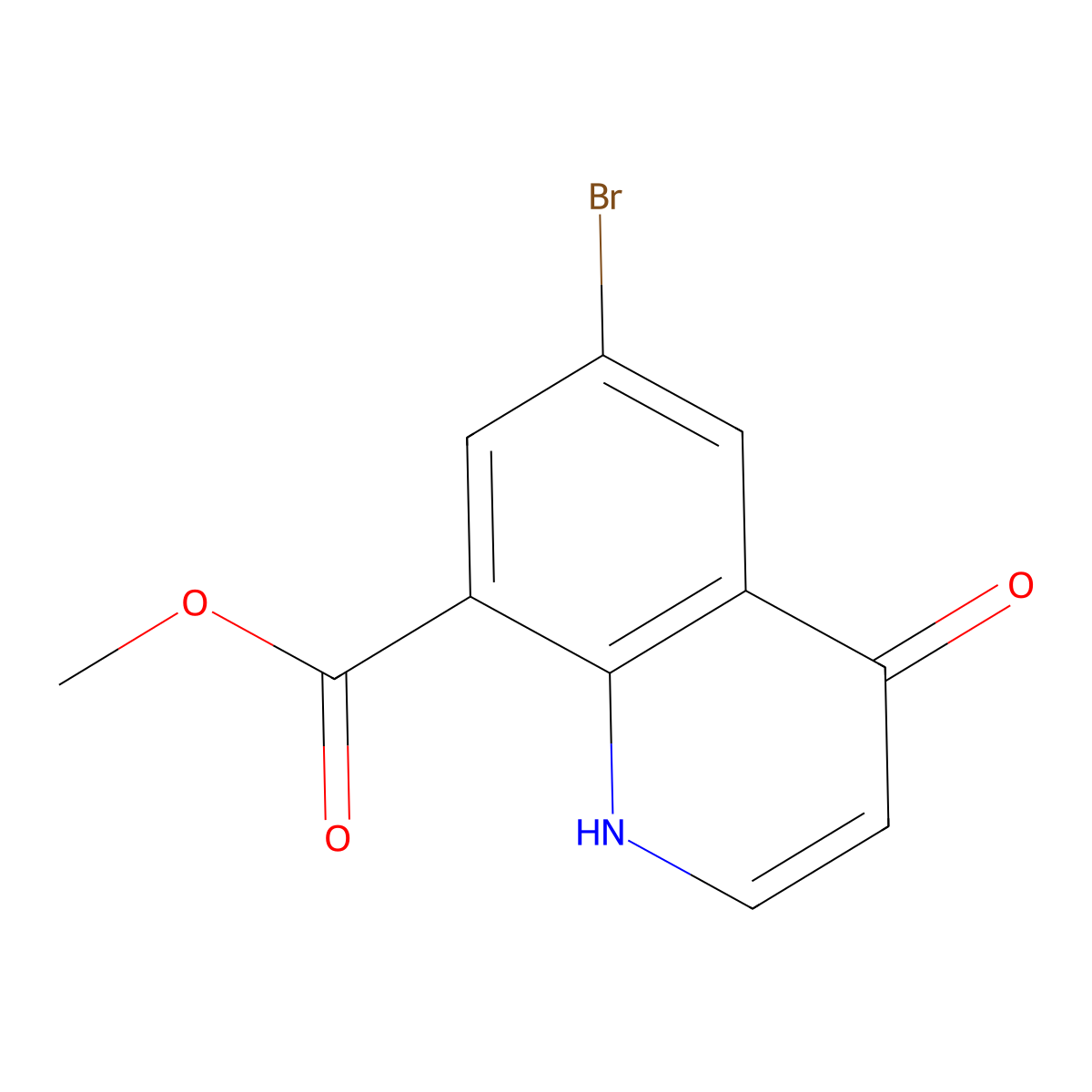 Methyl 6-bromo-4-oxo-1,4-dihydro-8-quinolinecarboxylate molecular structure, CAS 1190198-14-1