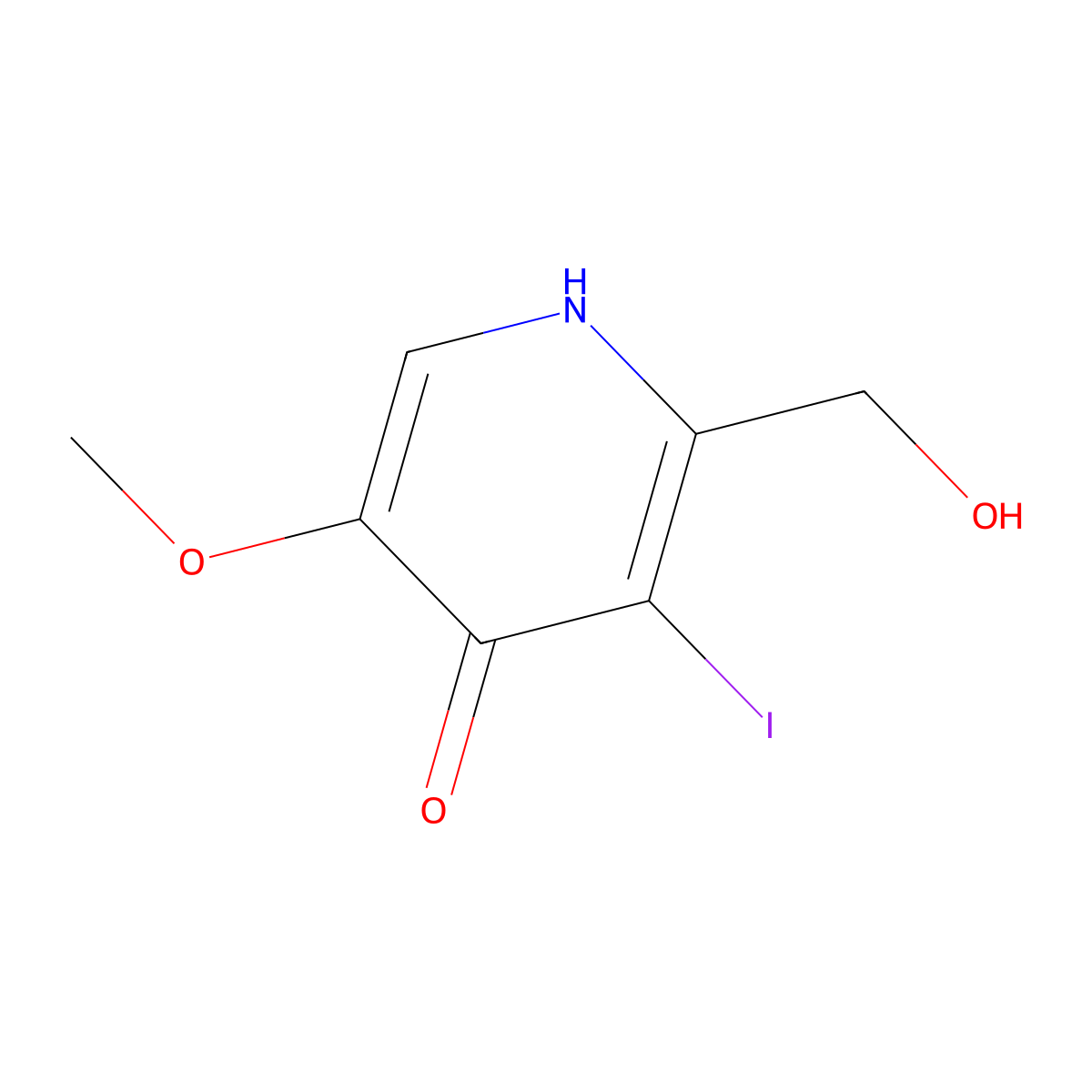 2-(Hydroxymethyl)-3-iodo-5-methoxy-4-pyridinol molecular structure, CAS 1190198-17-4