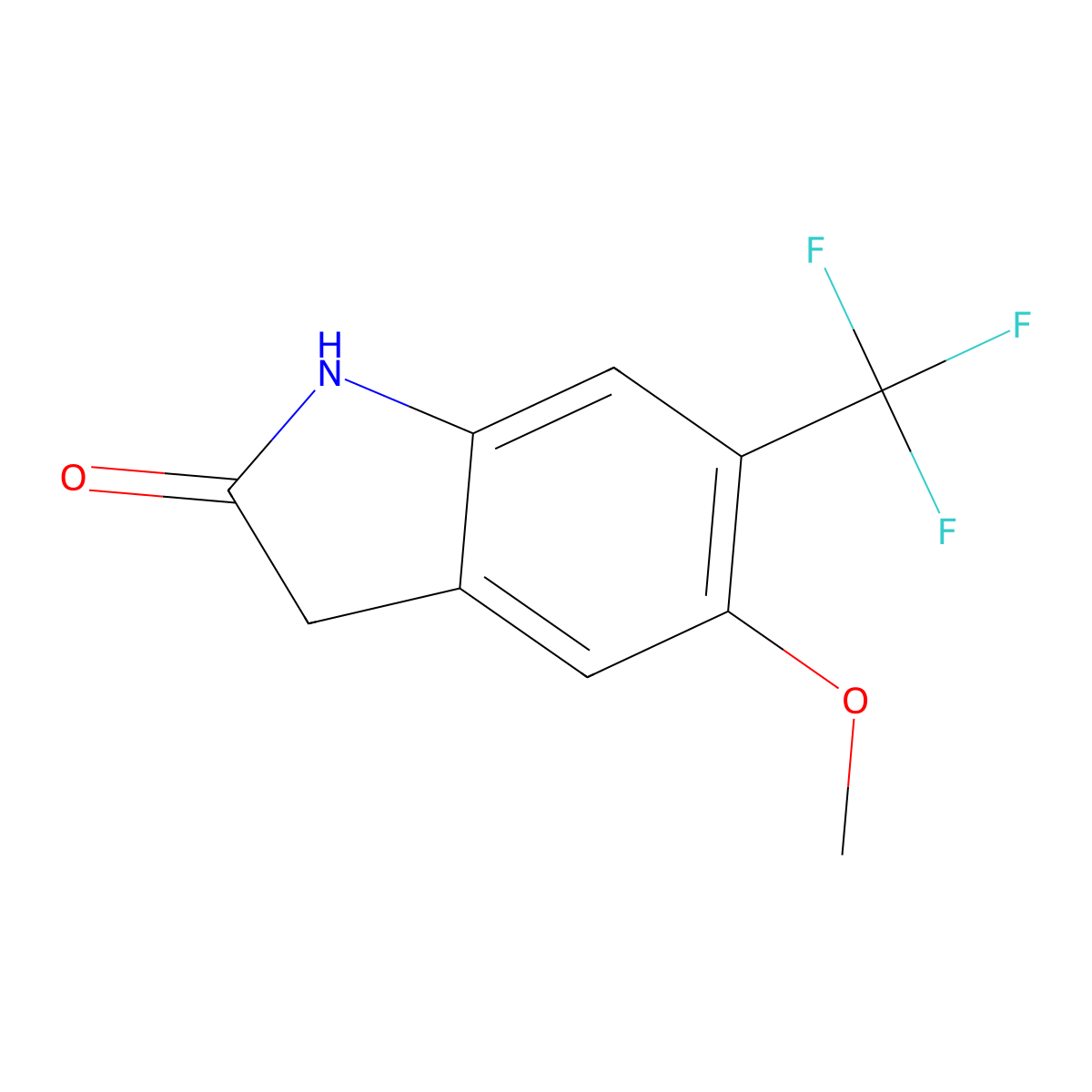 5-methoxy-6-(trifluoromethyl)-1,3-dihydro-2H-indol-2-one molecular structure, CAS 1190198-26-5
