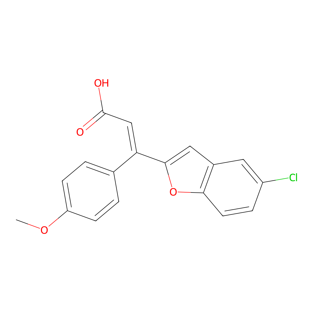 3-(5-Chloro-1-benzofuran-2-yl)-3-(4-methoxyphenyl)acrylic acid molecular structure, CAS 1190198-76-5