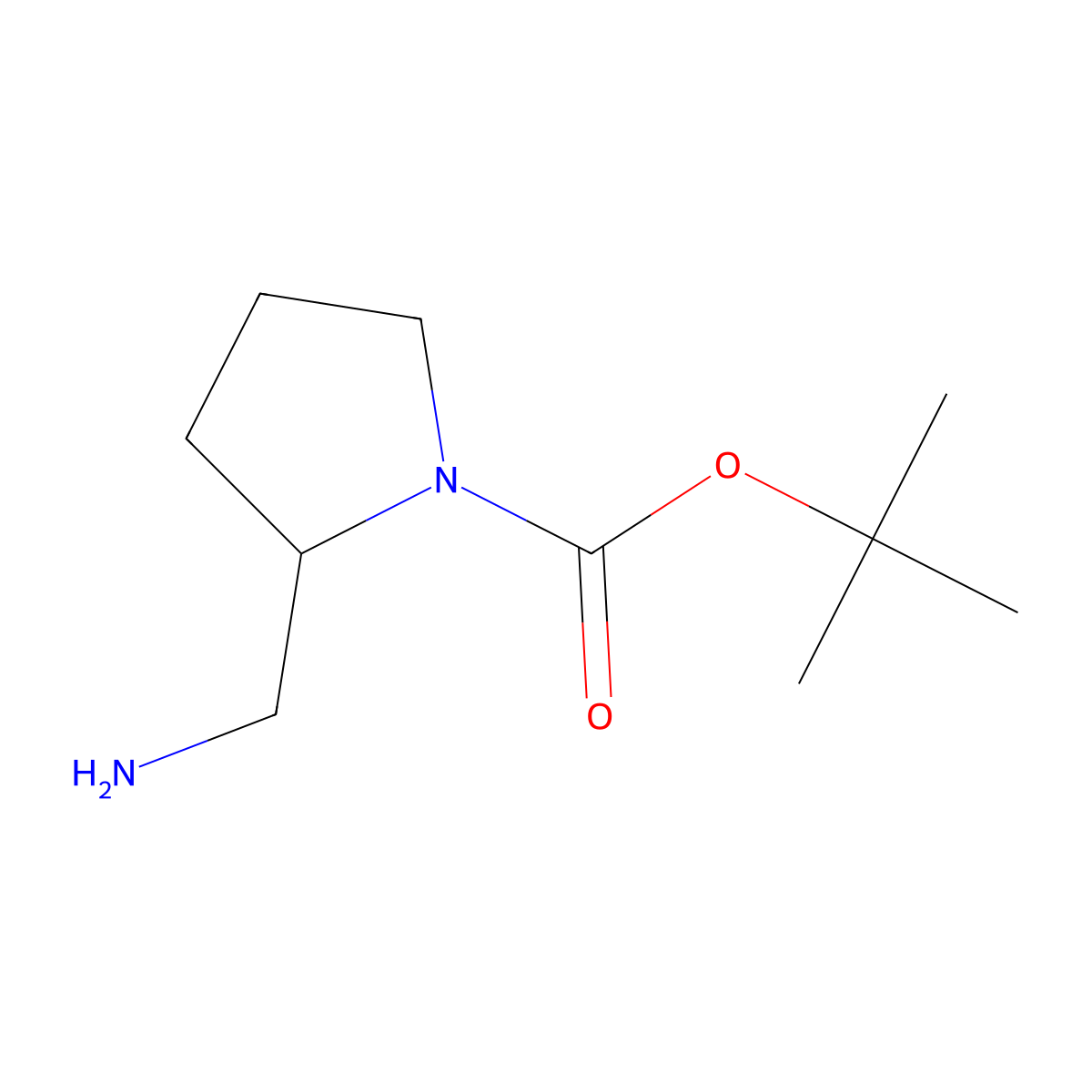 tert-Butyl (2S)-2-(aminomethyl)pyrrolidine-1-carboxylate molecular structure, CAS 119020-01-8