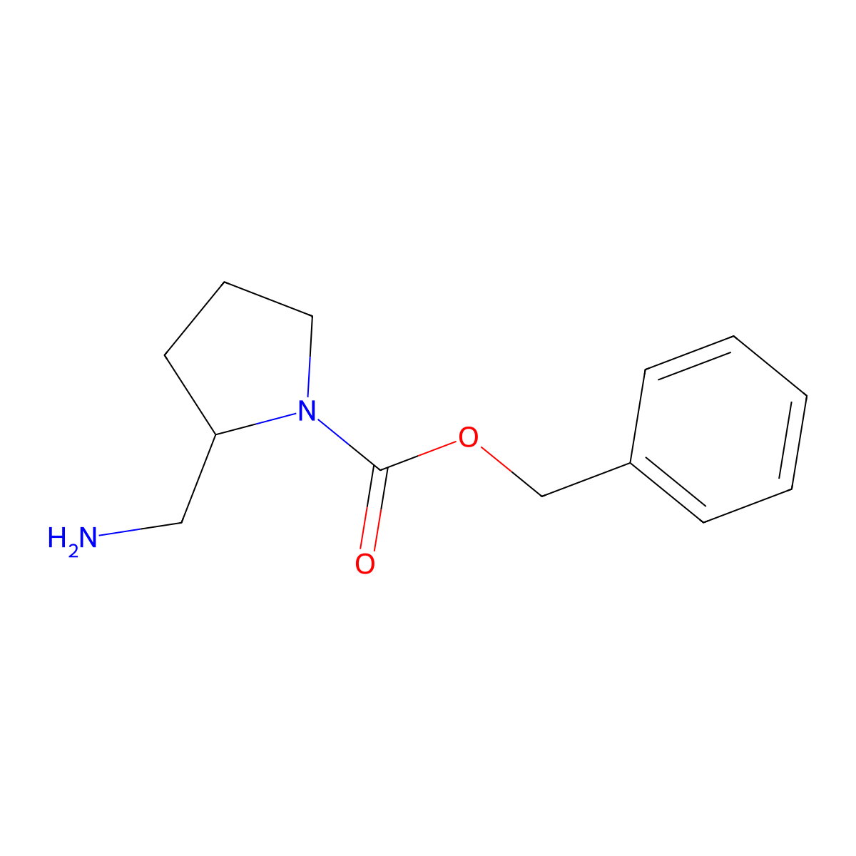 Benzyl 2-(aminomethyl)pyrrolidine-1-carboxylate molecular structure, CAS 119020-03-0