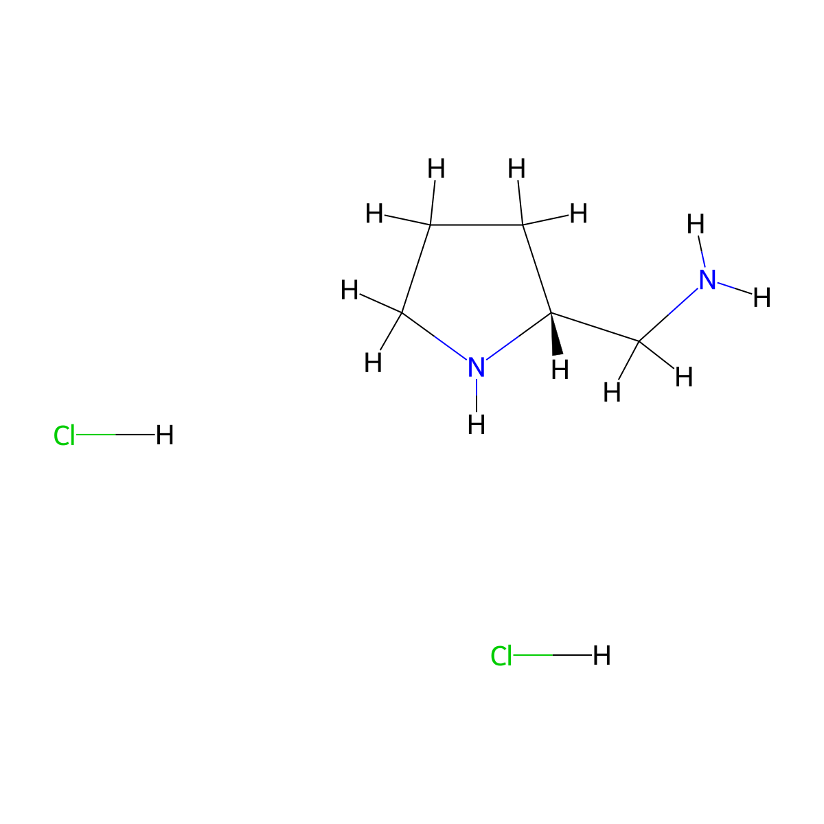 ((2R)-pyrrolidin-2-yl)methanamine dihydrochloride molecular structure, CAS 119020-04-1