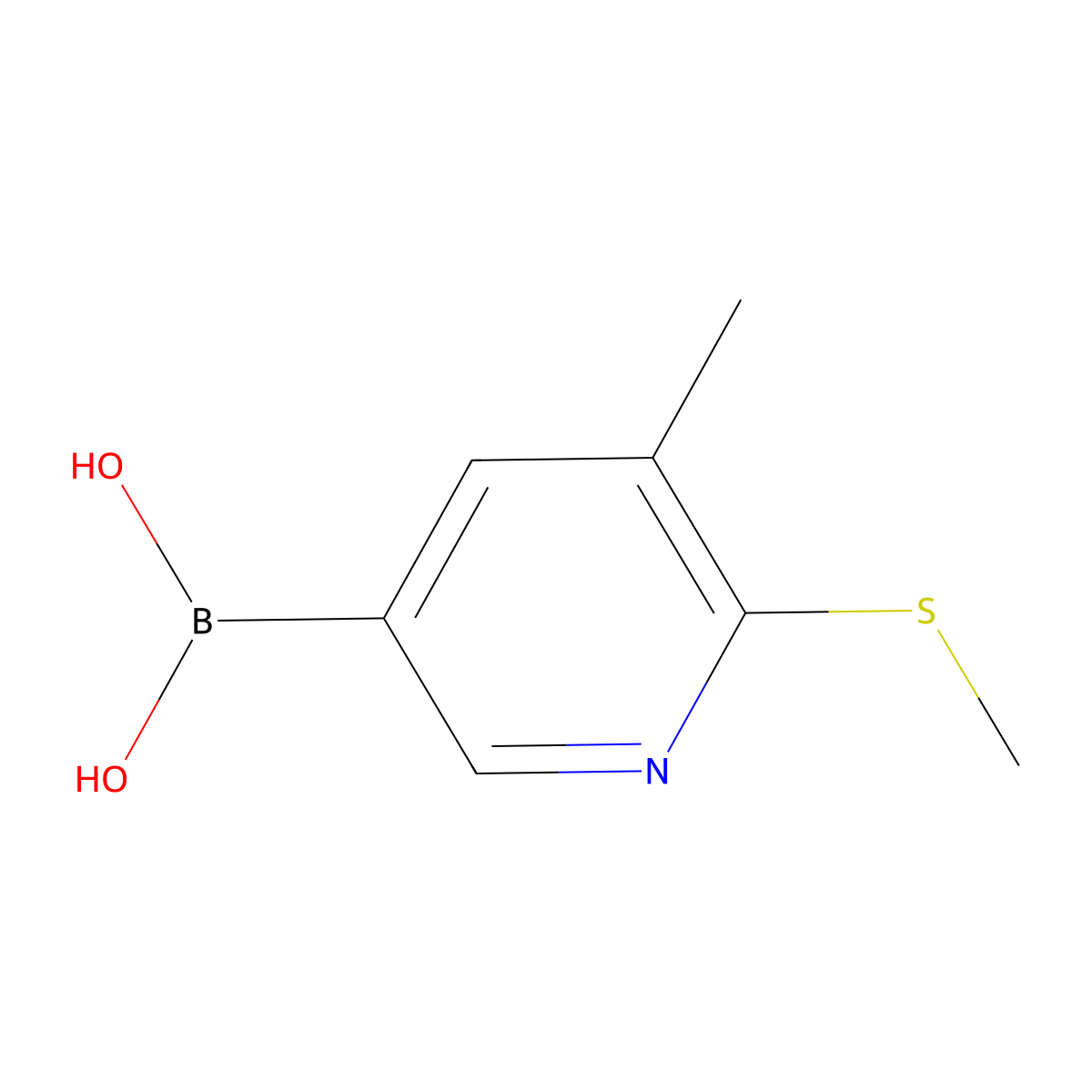 3-Methyl-2-(methylthio)pyridine-5-boronic acid molecular structure, CAS 1190206-49-5