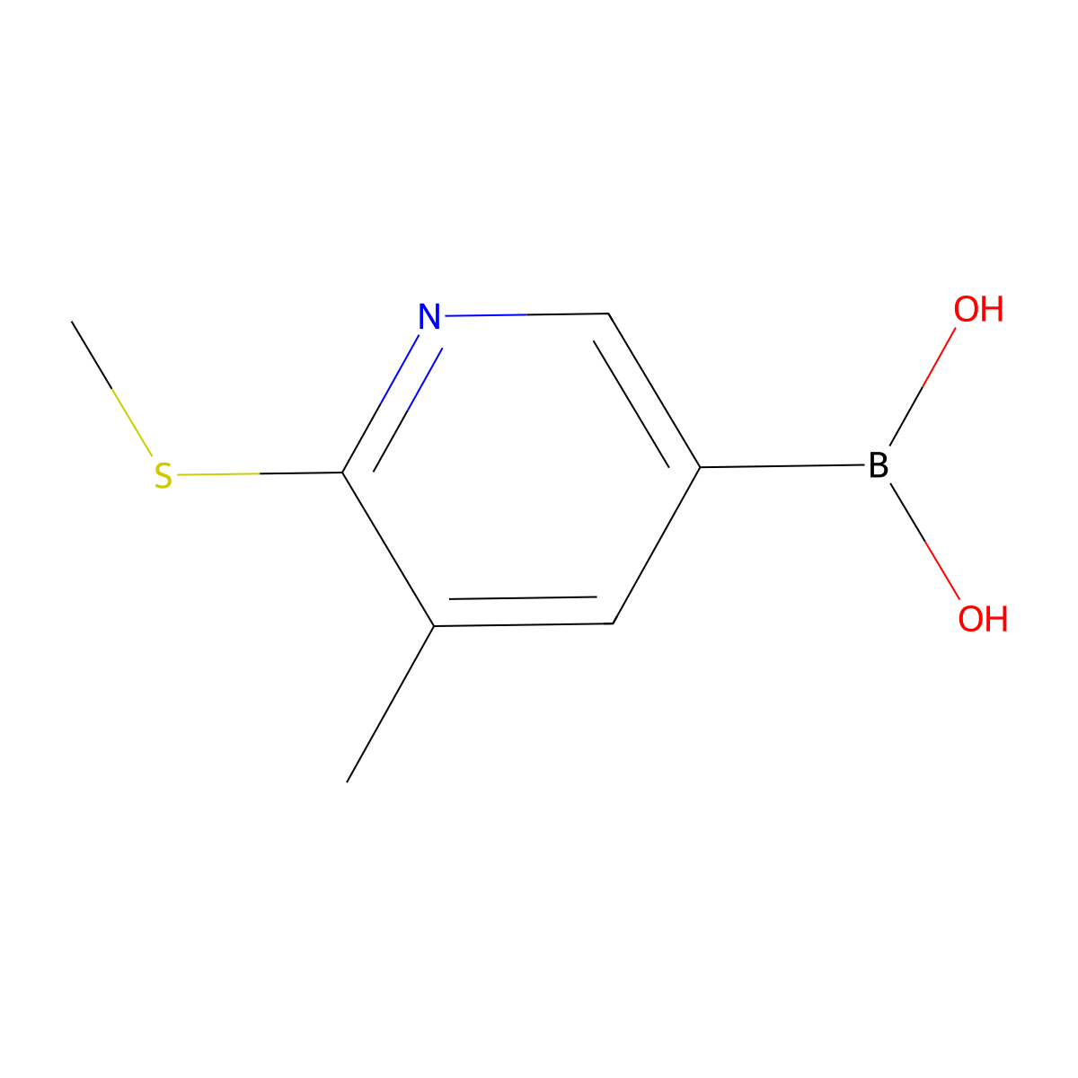 3-Methyl-2-(methylthio)pyridine-5-boronic acid molecular structure, CAS 1190206-49-5