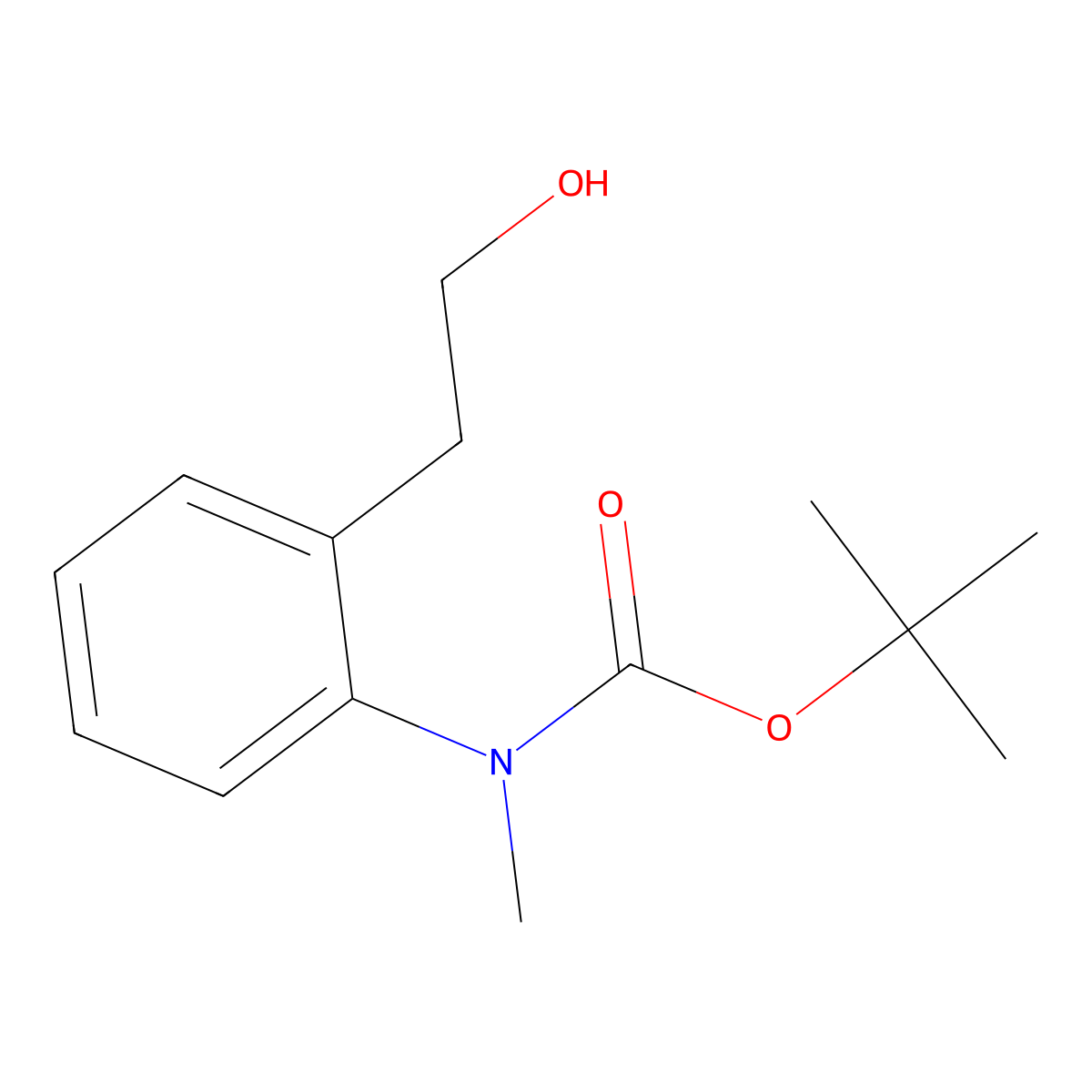tert-butyl N-[2-(2-hydroxyethyl)phenyl]-N-methylcarbamate molecular structure, CAS 1190208-77-5
