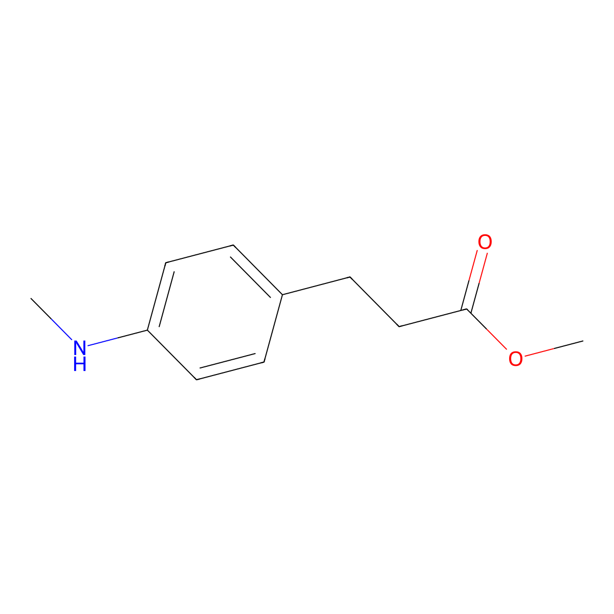 Methyl 3-[4-(methylamino)phenyl]propanoate molecular structure, CAS 1190219-14-7