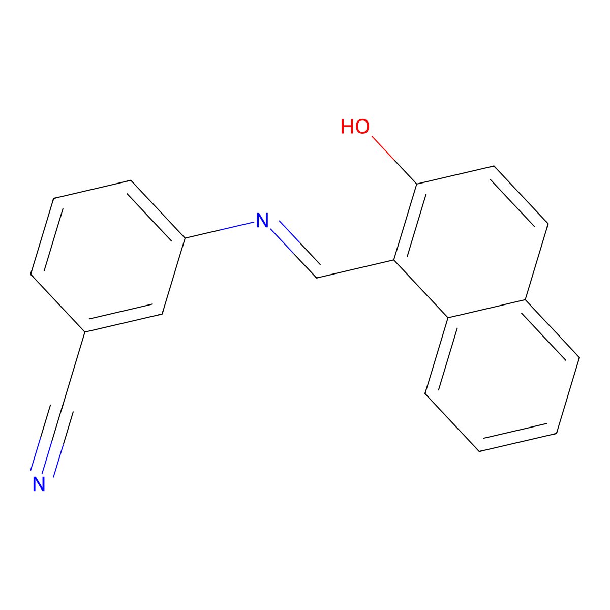 3-{[(2-Hydroxy-1-naphthyl)methylene]amino}benzonitrile molecular structure, CAS 1190226-46-0