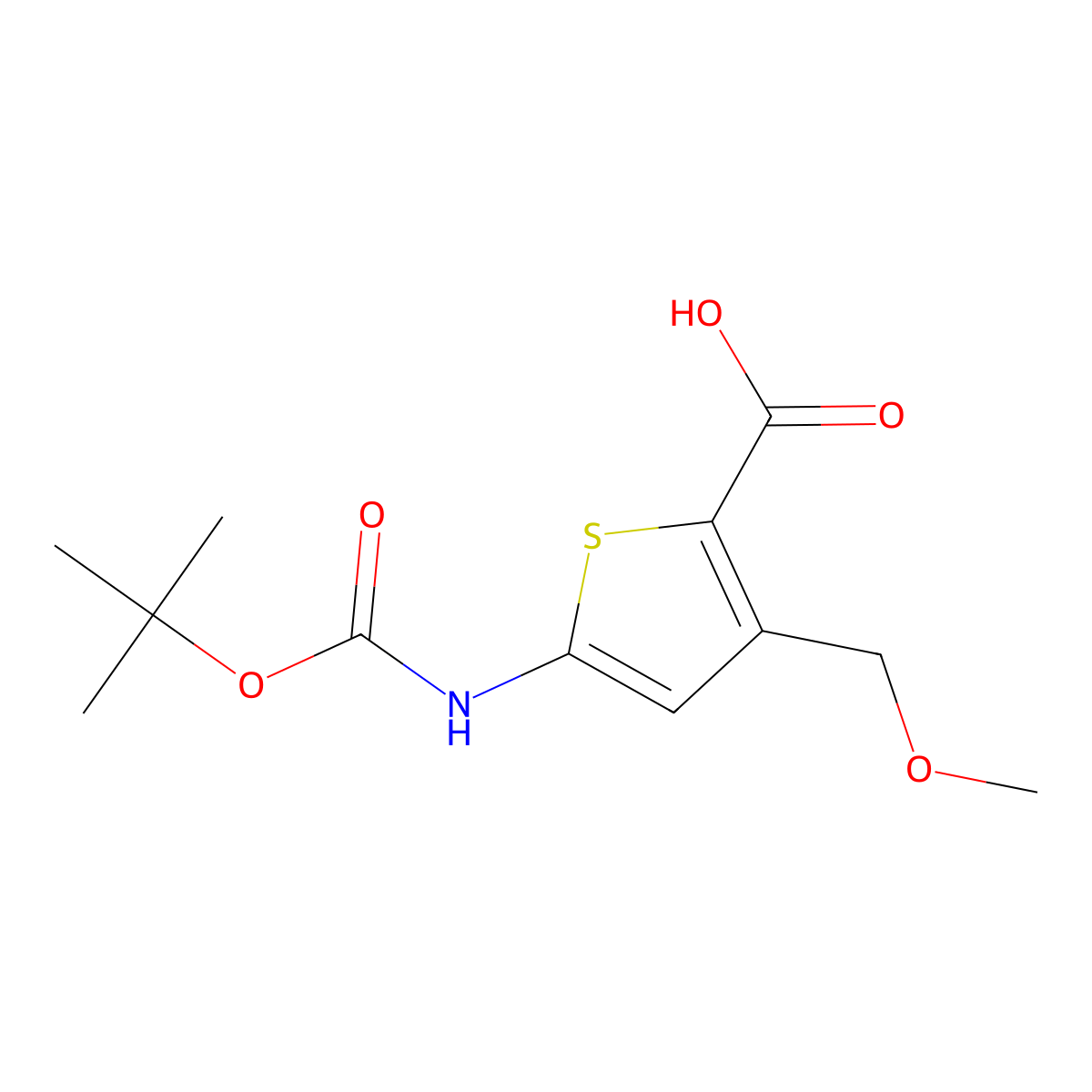 5-{[(Tert-butoxy)carbonyl]amino}-3-(methoxymethyl)thiophene-2-carboxylic acid molecular structure, CAS 1190229-73-2
