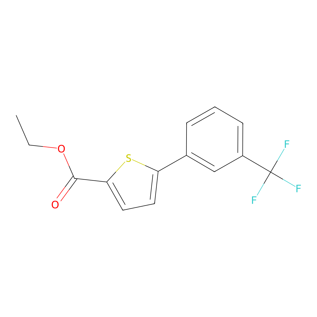Ethyl 5-[3-(trifluoromethyl)phenyl]thiophene-2-carboxylate molecular structure, CAS 1190235-26-7