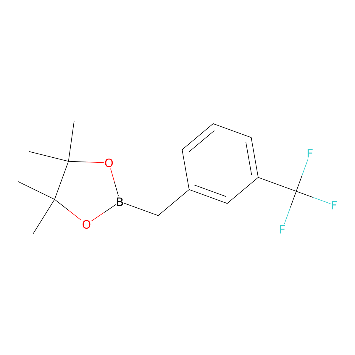 4,4,5,5-Tetramethyl-2-((3-(trifluoromethyl)phenyl)methyl)-1,3,2-dioxaborolane molecular structure, CAS 1190235-39-2