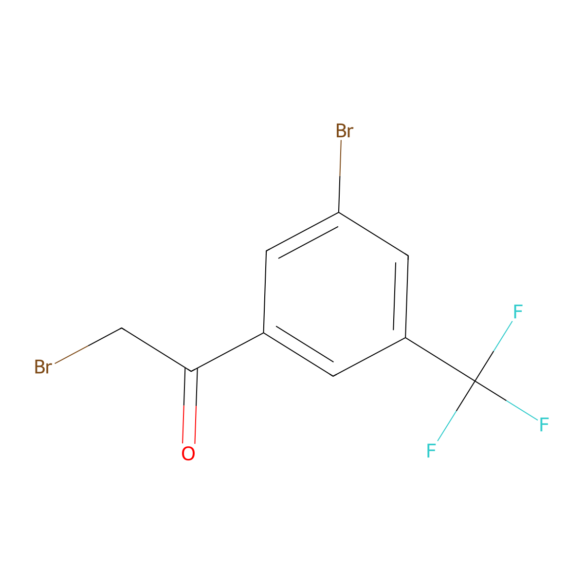 2-Bromo-1-(3-bromo-5-(trifluoromethyl)phenyl)ethanone molecular structure, CAS 1190235-67-6