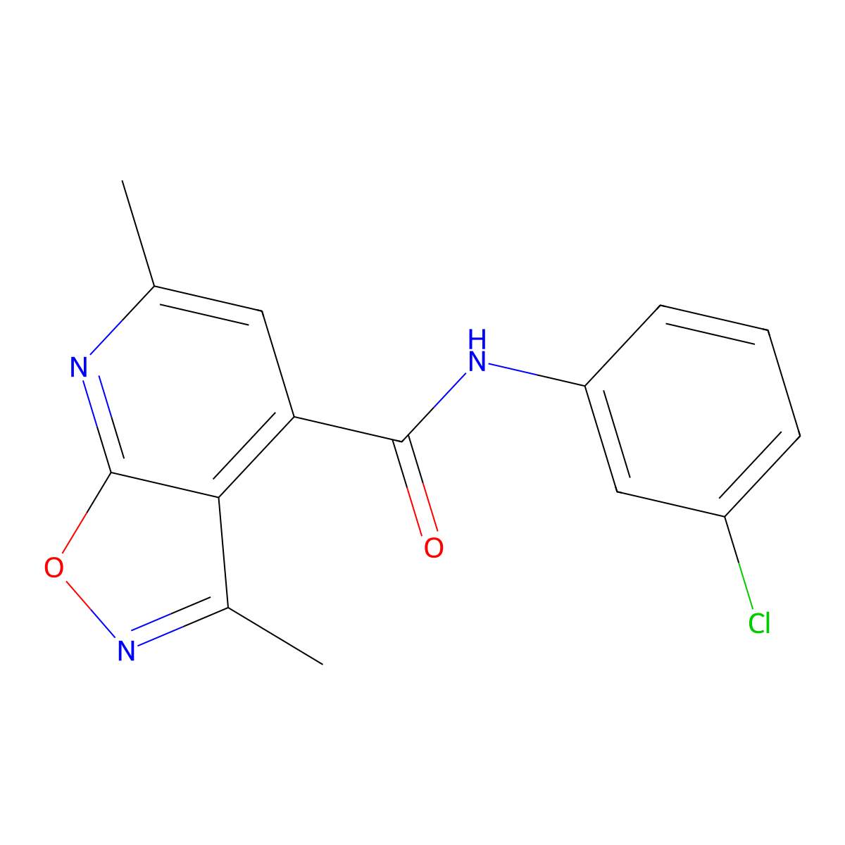 N-(3-chlorophenyl)-3,6-dimethyl[1,2]oxazolo[5,4-b]pyridine-4-carboxamide molecular structure, CAS 1190239-63-4