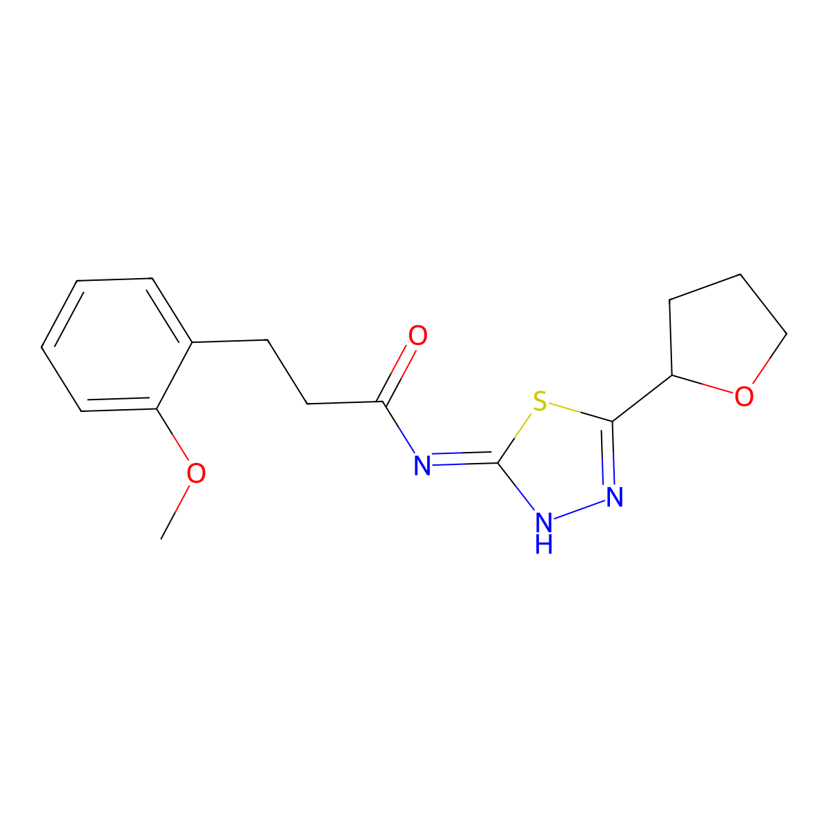3-(2-methoxyphenyl)-N-[(2Z)-5-(tetrahydrofuran-2-yl)-1,3,4-thiadiazol-2(3H)-ylidene]propanamide molecular structure, CAS 1190239-67-8