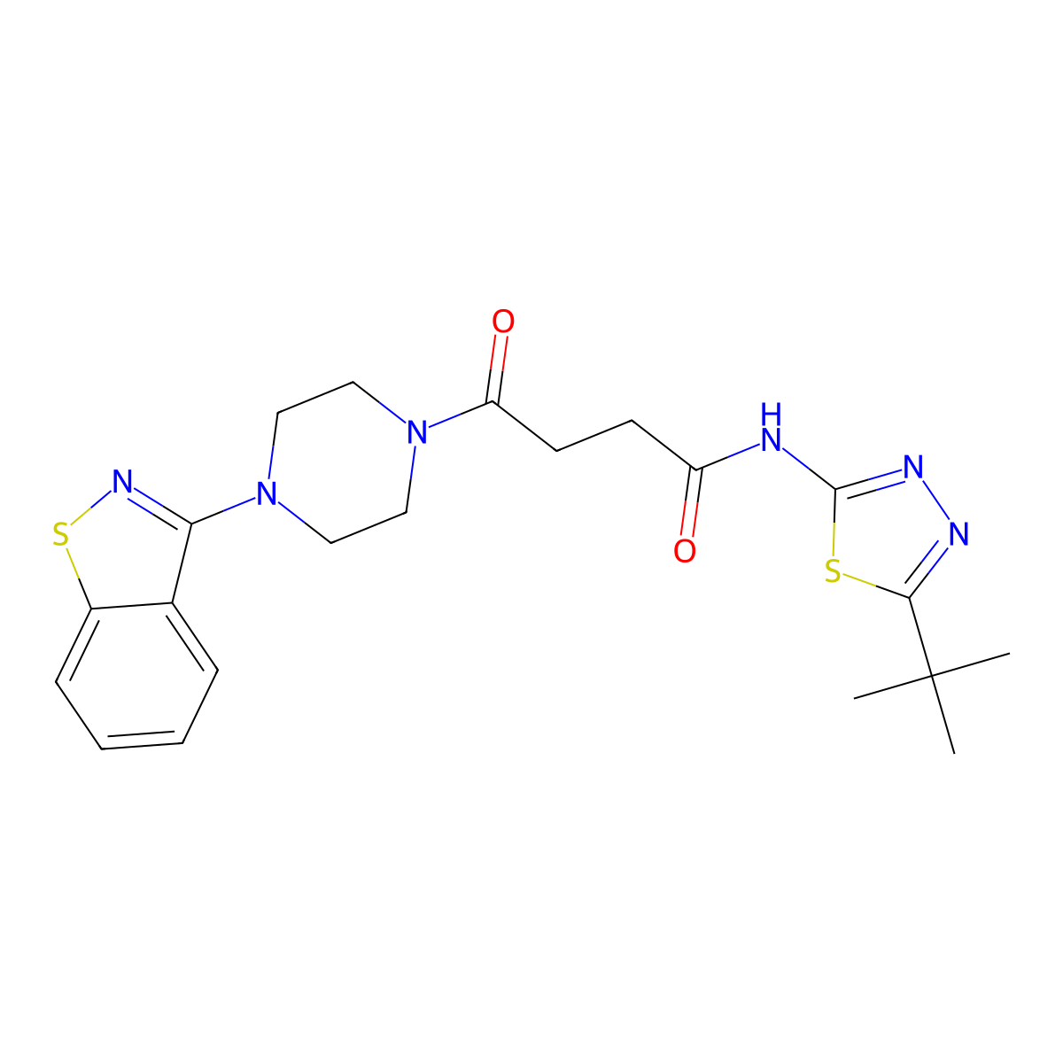 4-[4-(1,2-benzothiazol-3-yl)piperazin-1-yl]-N-[(2Z)-5-tert-butyl-1,3,4-thiadiazol-2(3H)-ylidene]-4-oxobutanamide molecular structure, CAS 1190239-88-3