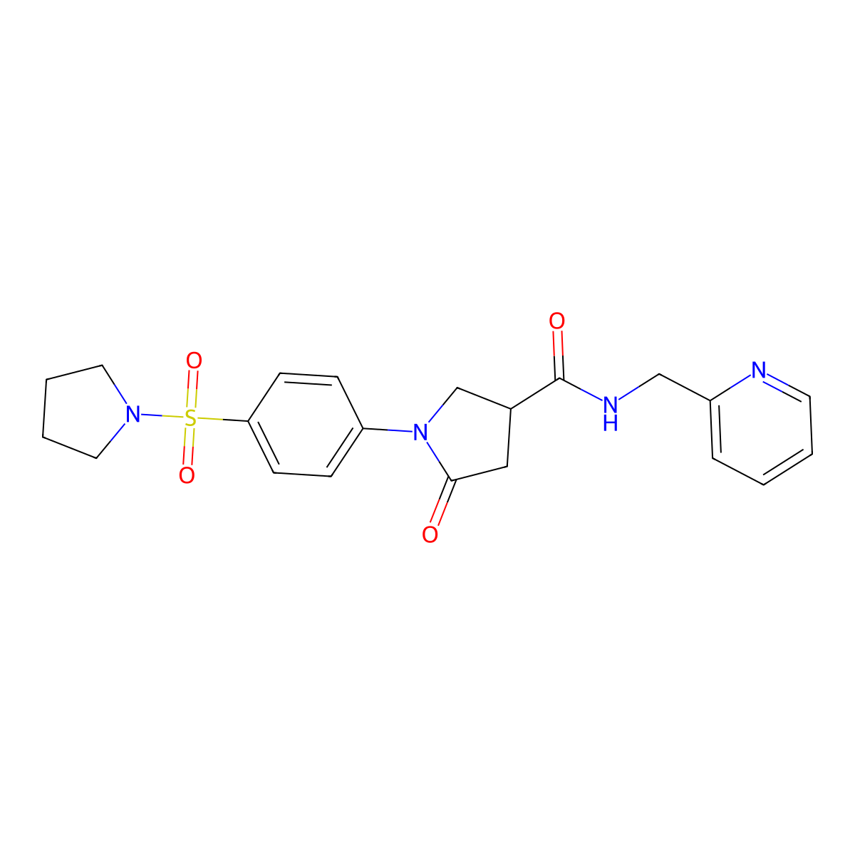 5-oxo-N-(pyridin-2-ylmethyl)-1-[4-(pyrrolidin-1-ylsulfonyl)phenyl]pyrrolidine-3-carboxamide molecular structure, CAS 1190240-00-6