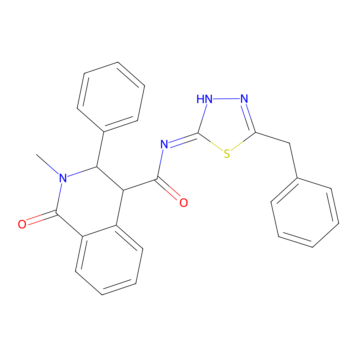 N-(5-benzyl-1,3,4-thiadiazol-2-yl)-2-methyl-1-oxo-3-phenyl-1,2,3,4-tetrahydroisoquinoline-4-carboxamide molecular structure, CAS 1190240-47-1