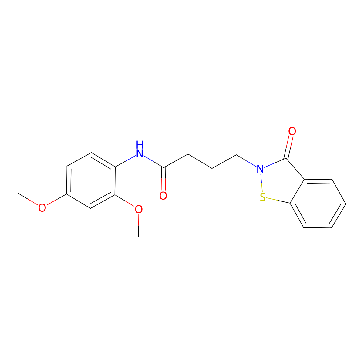 N-(2,4-dimethoxyphenyl)-4-(3-oxo-1,2-benzothiazol-2(3H)-yl)butanamide molecular structure, CAS 1190240-53-9