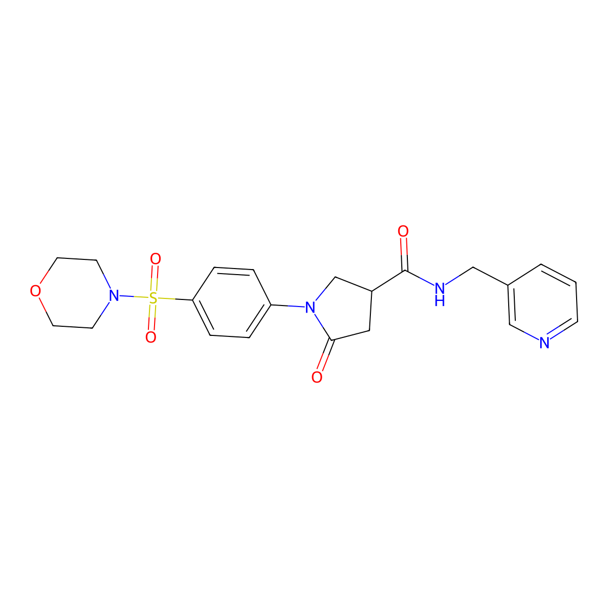 1-[4-(morpholin-4-ylsulfonyl)phenyl]-5-oxo-N-(pyridin-3-ylmethyl)pyrrolidine-3-carboxamide molecular structure, CAS 1190240-58-4