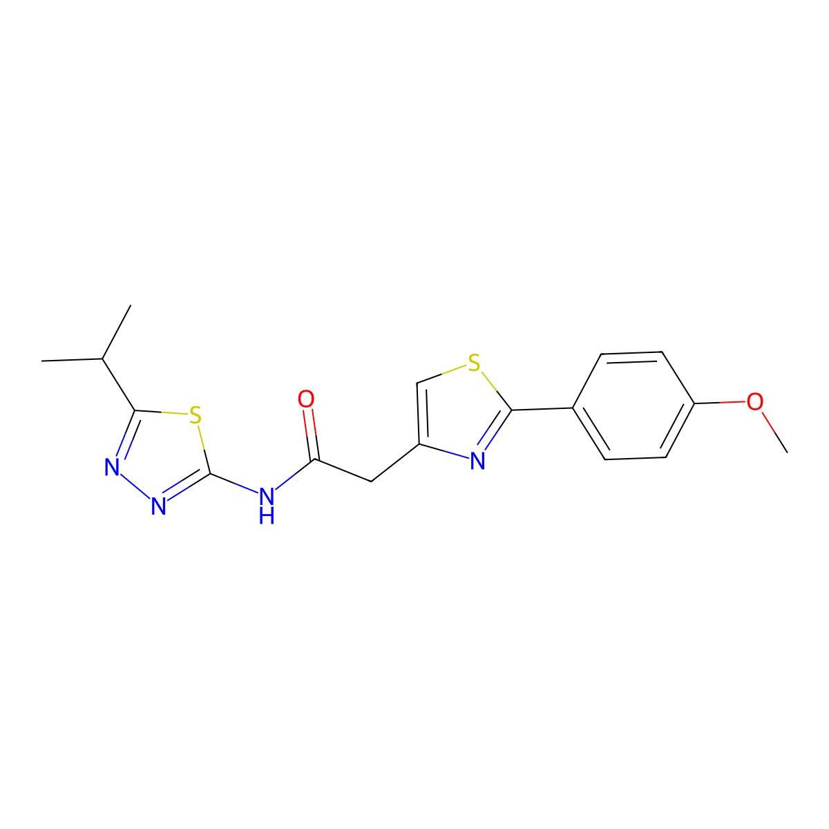 2-[2-(4-methoxyphenyl)-1,3-thiazol-4-yl]-N-[(2Z)-5-(propan-2-yl)-1,3,4-thiadiazol-2(3H)-ylidene]acetamide molecular structure, CAS 1190240-62-0