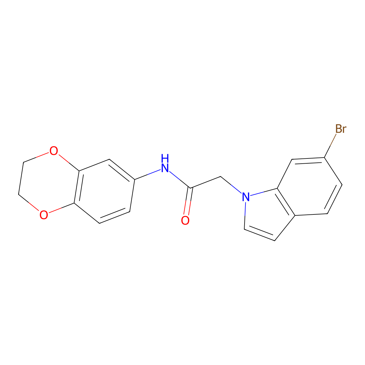 2-(6-bromo-1H-indol-1-yl)-N-(2,3-dihydro-1,4-benzodioxin-6-yl)acetamide molecular structure, CAS 1190240-99-3