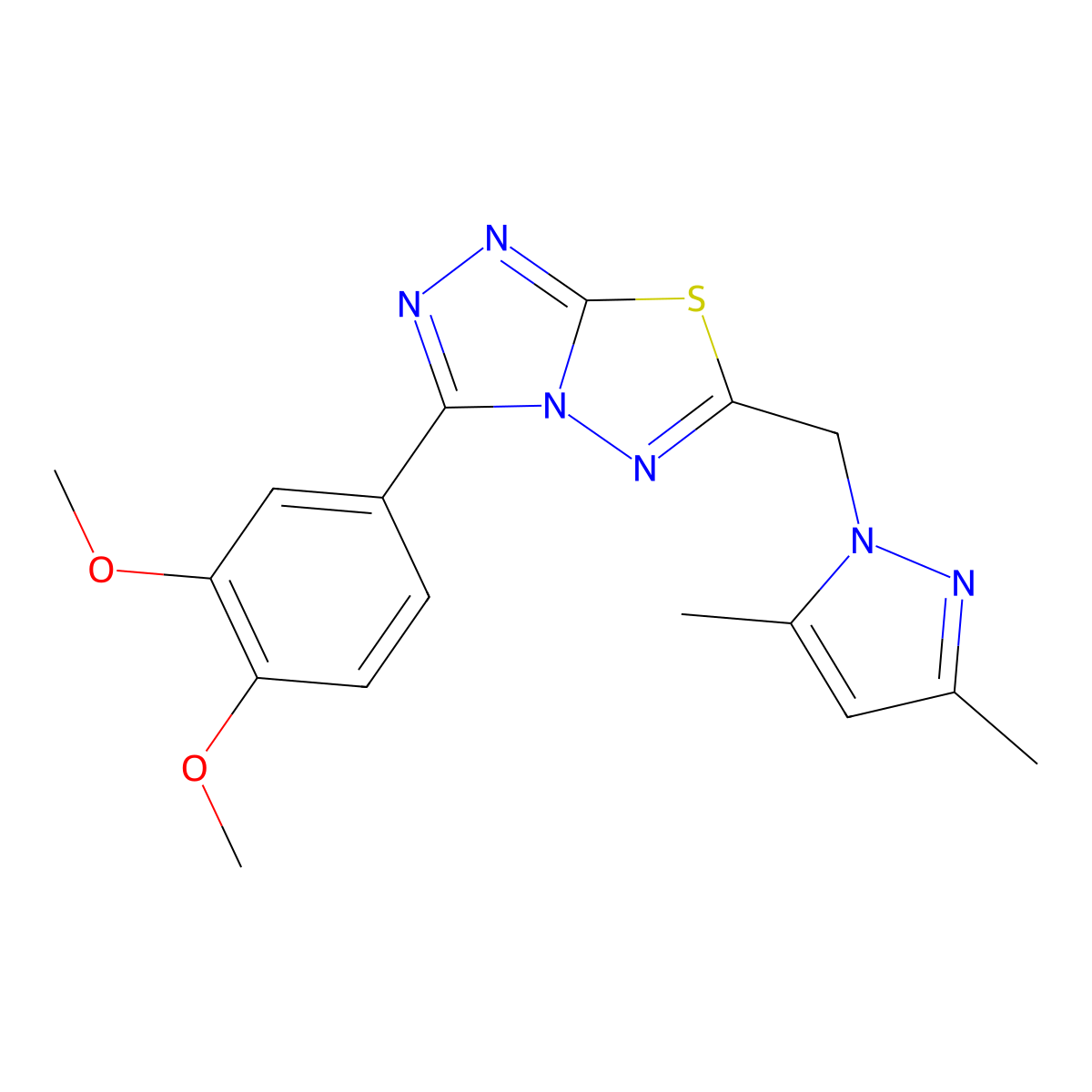 3-(3,4-dimethoxyphenyl)-6-[(3,5-dimethyl-1H-pyrazol-1-yl)methyl][1,2,4]triazolo[3,4-b][1,3,4]thiadiazole molecular structure, CAS 1190241-13-4