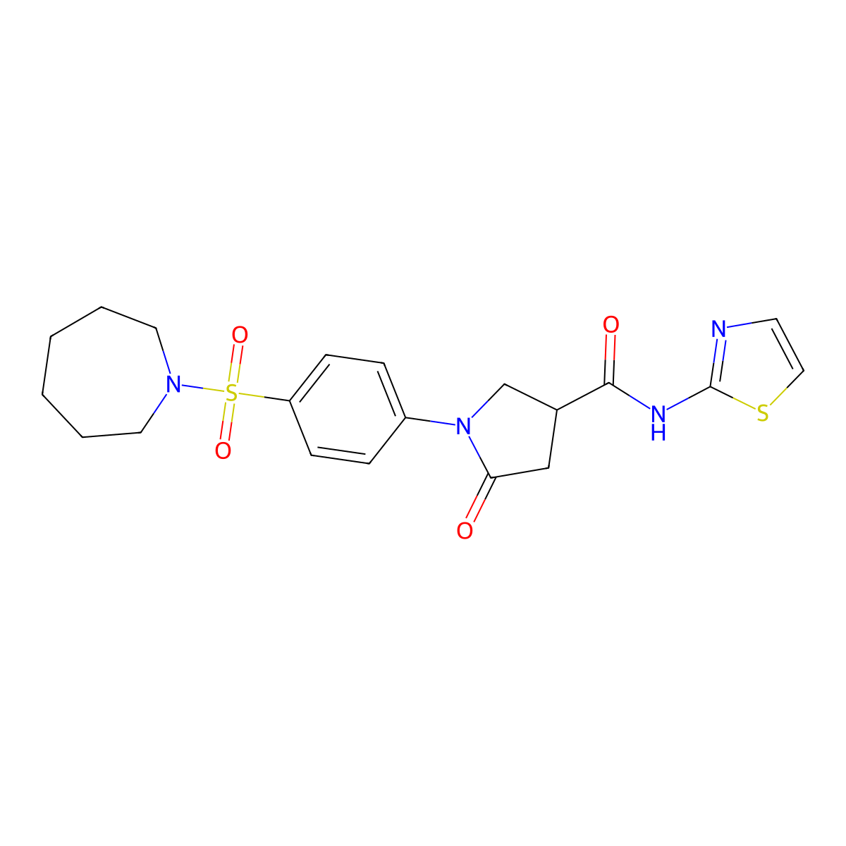 1-[4-(azepan-1-ylsulfonyl)phenyl]-5-oxo-N-(1,3-thiazol-2-yl)pyrrolidine-3-carboxamide molecular structure, CAS 1190241-15-6