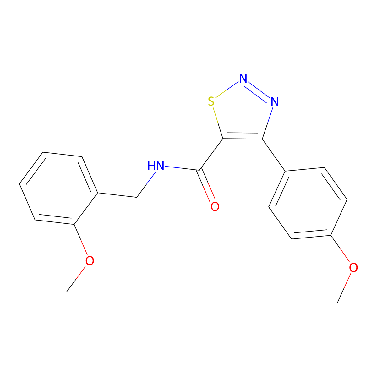 N-(2-methoxybenzyl)-4-(4-methoxyphenyl)-1,2,3-thiadiazole-5-carboxamide molecular structure, CAS 1190241-20-3