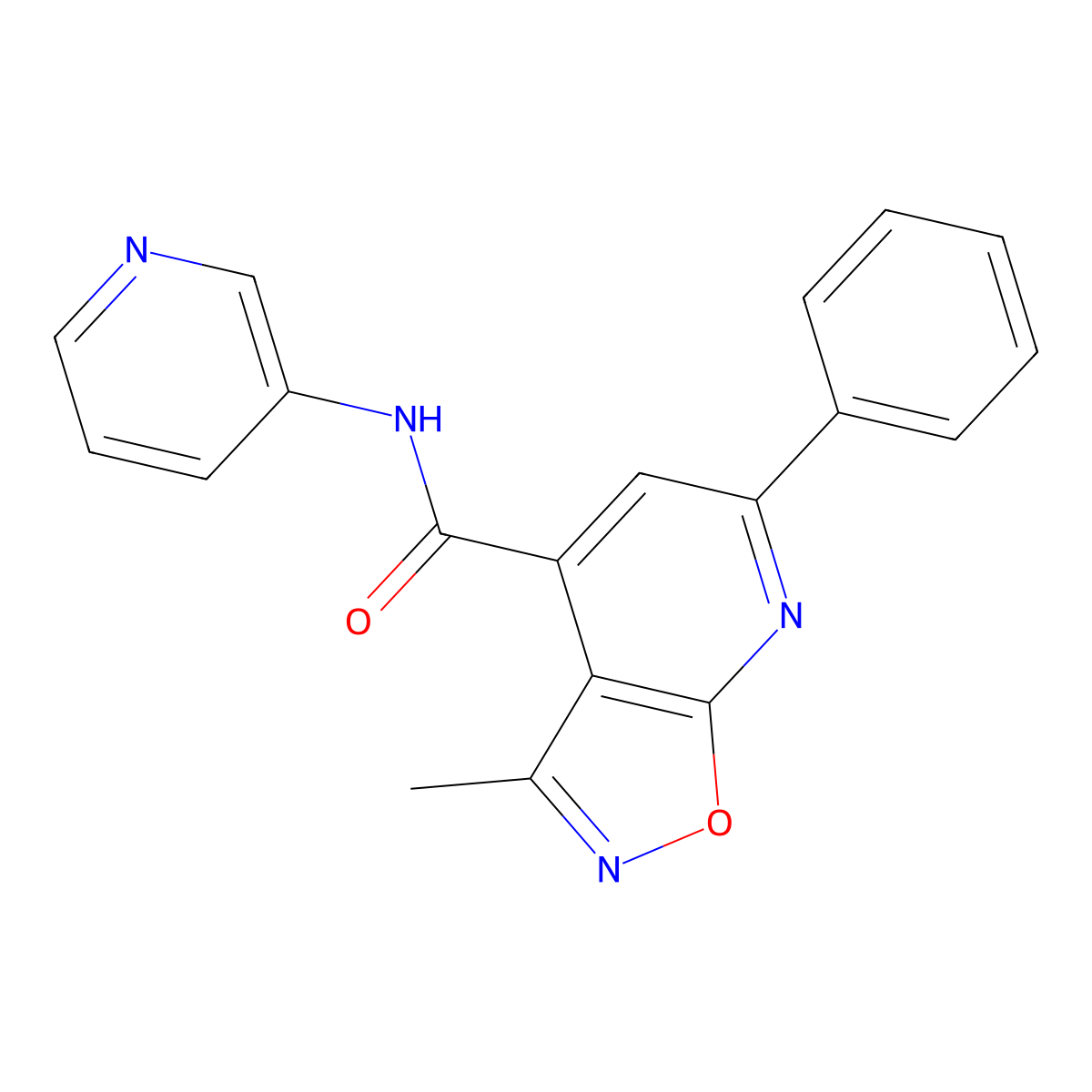 3-methyl-6-phenyl-N-(pyridin-3-yl)[1,2]oxazolo[5,4-b]pyridine-4-carboxamide molecular structure, CAS 1190241-24-7