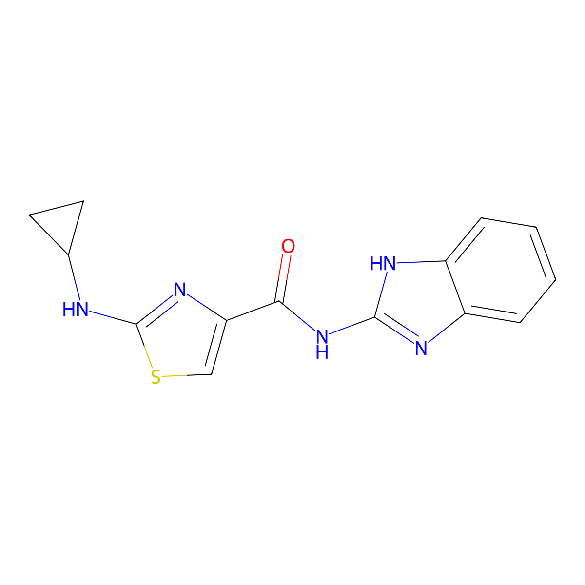 2-(cyclopropylamino)-N-(1,3-dihydro-2H-benzimidazol-2-ylidene)-1,3-thiazole-4-carboxamide molecular structure, CAS 1190241-26-9