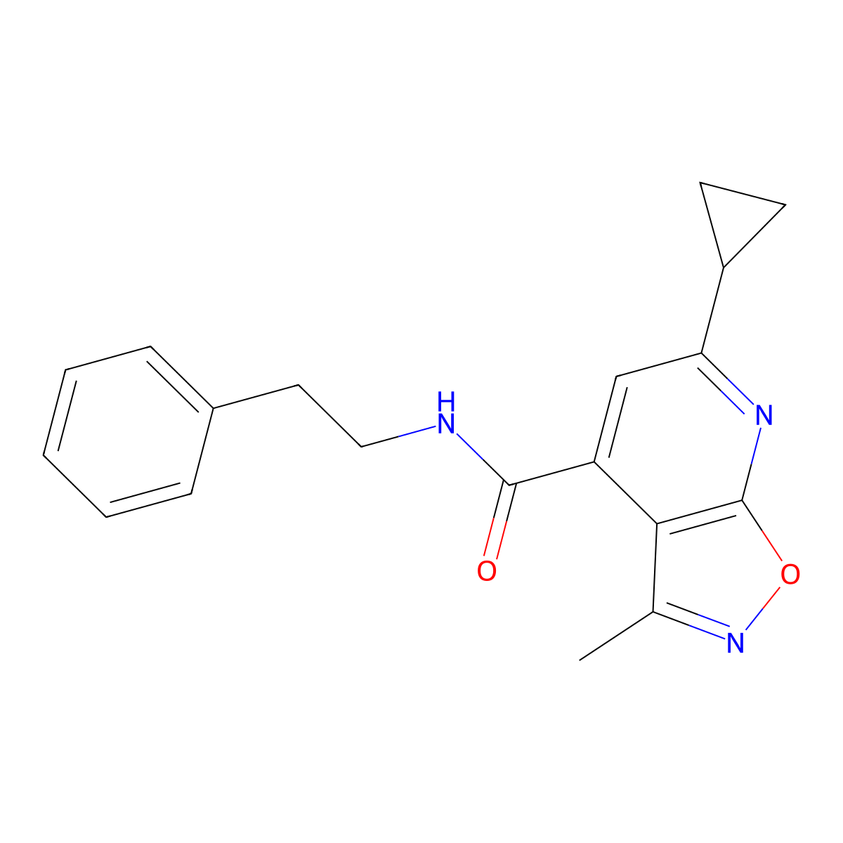 6-cyclopropyl-3-methyl-N-(2-phenylethyl)isoxazolo[5,4-b]pyridine-4-carboxamide molecular structure, CAS 1190241-27-0