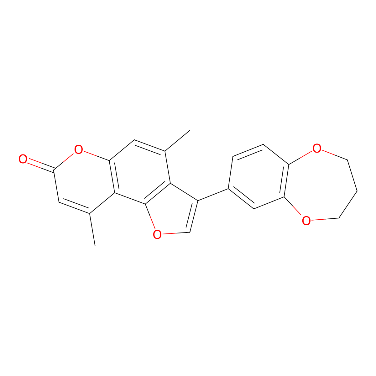 3-(3,4-dihydro-2H-1,5-benzodioxepin-7-yl)-4,9-dimethyl-7H-furo[2,3-f]chromen-7-one molecular structure, CAS 1190241-33-8
