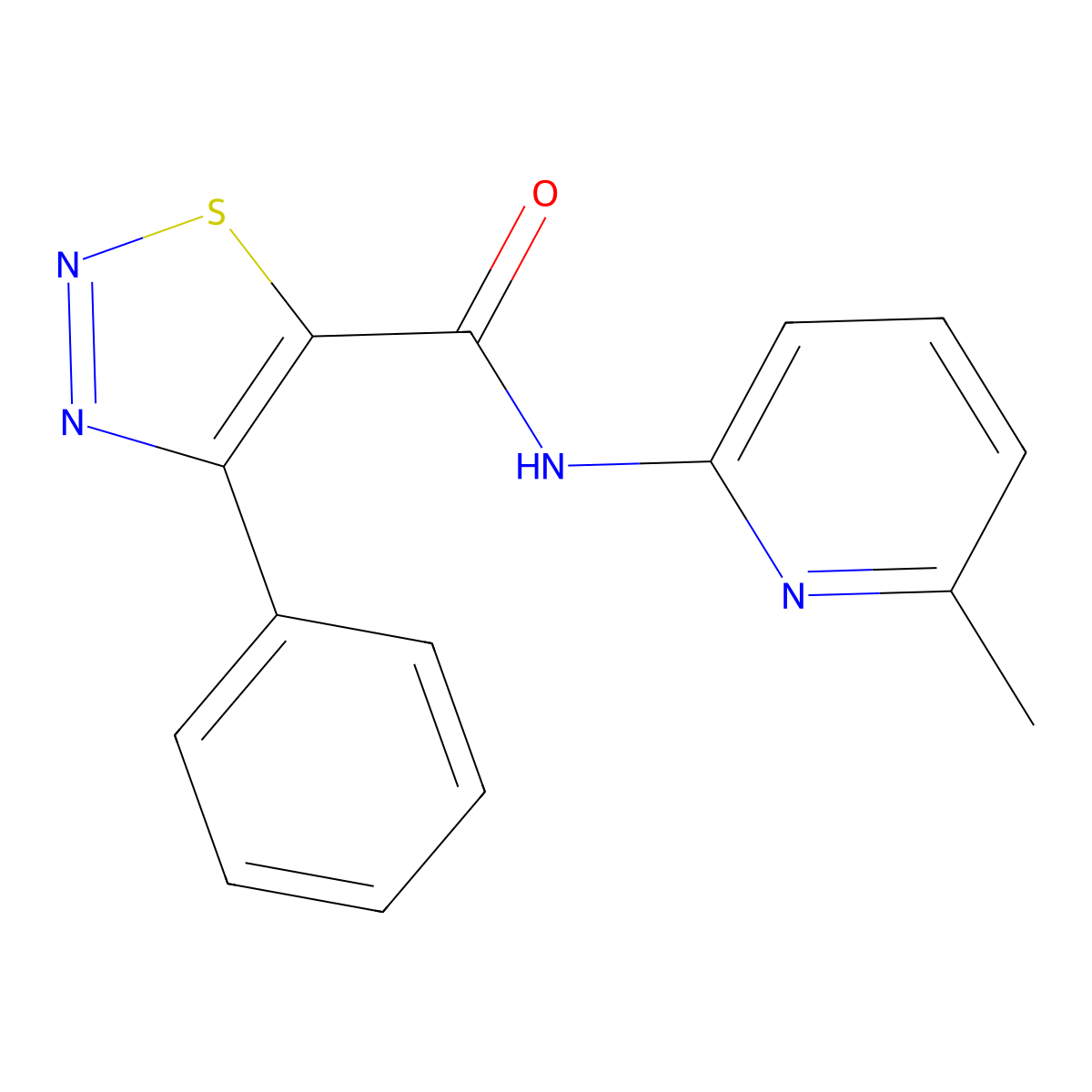 N-(6-methylpyridin-2-yl)-4-phenyl-1,2,3-thiadiazole-5-carboxamide molecular structure, CAS 1190241-35-0
