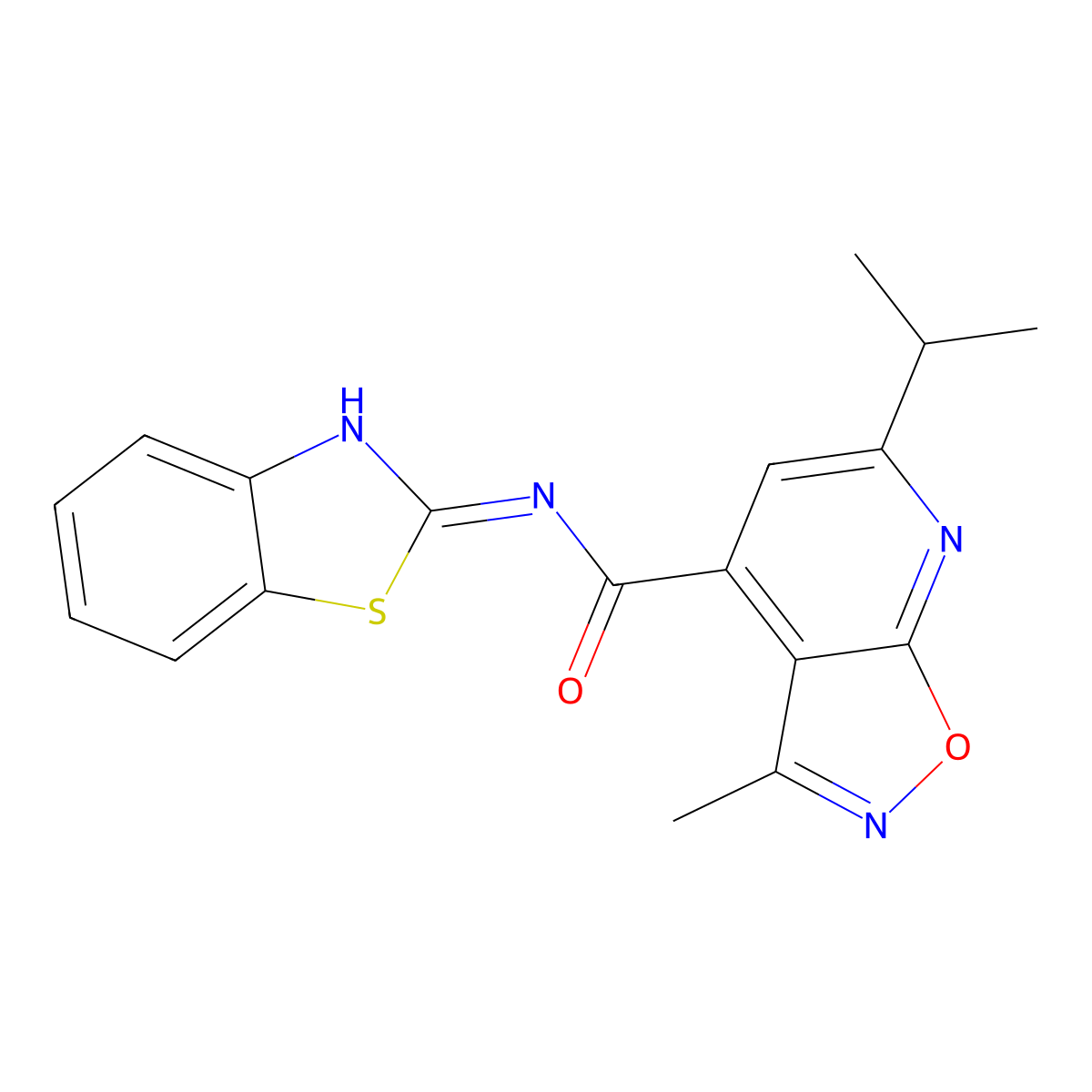 N-[(2Z)-1,3-benzothiazol-2(3H)-ylidene]-3-methyl-6-(propan-2-yl)[1,2]oxazolo[5,4-b]pyridine-4-carboxamide molecular structure, CAS 1190241-36-1