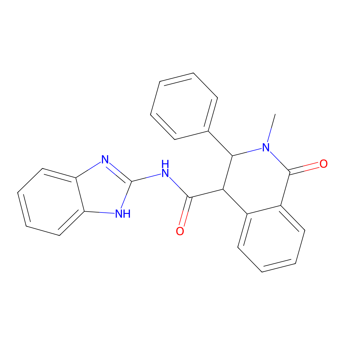 N-(1H-benzo[d]imidazol-2-yl)-2-methyl-1-oxo-3-phenyl-1,2,3,4-tetrahydroisoquinoline-4-carboxamide molecular structure, CAS 1190241-44-1
