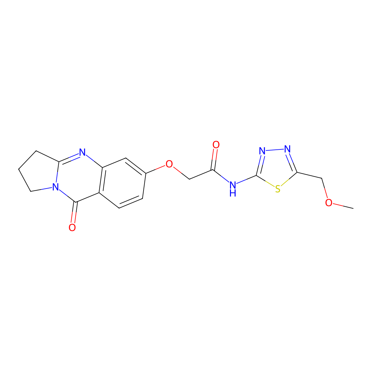 N-[(2E)-5-(methoxymethyl)-1,3,4-thiadiazol-2(3H)-ylidene]-2-[(9-oxo-1,2,3,9-tetrahydropyrrolo[2,1-b]quinazolin-6-yl)oxy]acetamide molecular structure, CAS 1190241-46-3