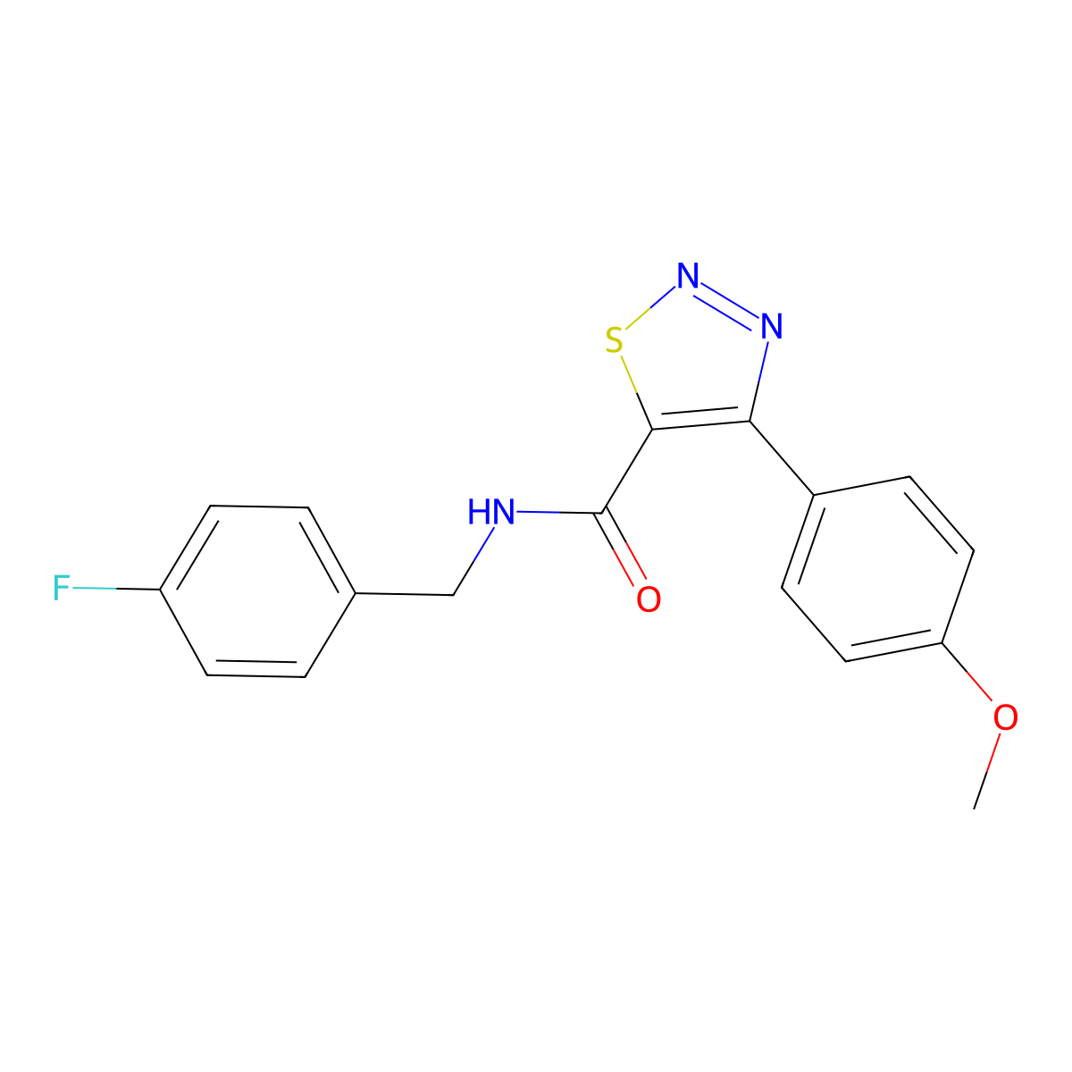 N-(4-fluorobenzyl)-4-(4-methoxyphenyl)-1,2,3-thiadiazole-5-carboxamide molecular structure, CAS 1190241-52-1