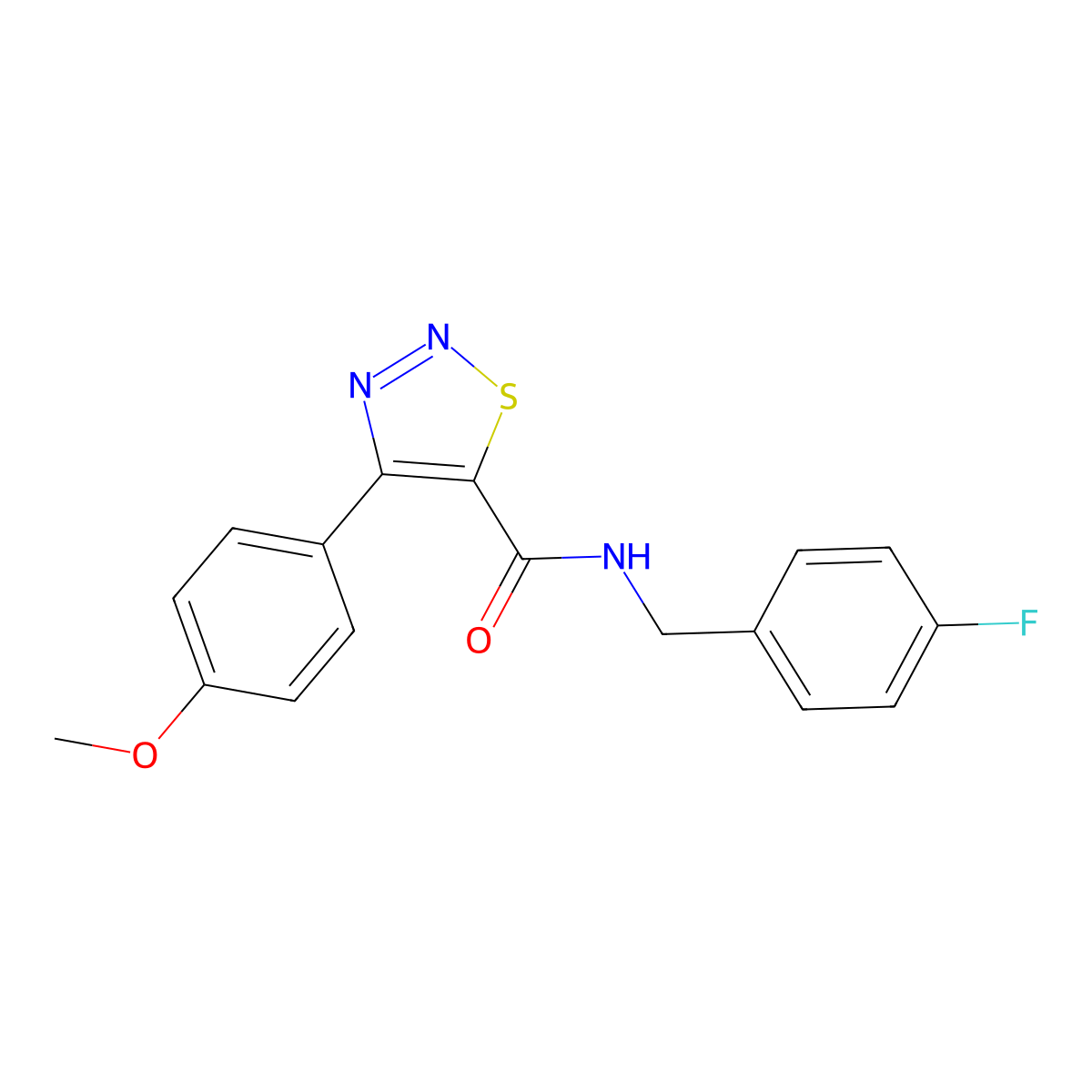 N-(4-fluorobenzyl)-4-(4-methoxyphenyl)-1,2,3-thiadiazole-5-carboxamide molecular structure, CAS 1190241-52-1