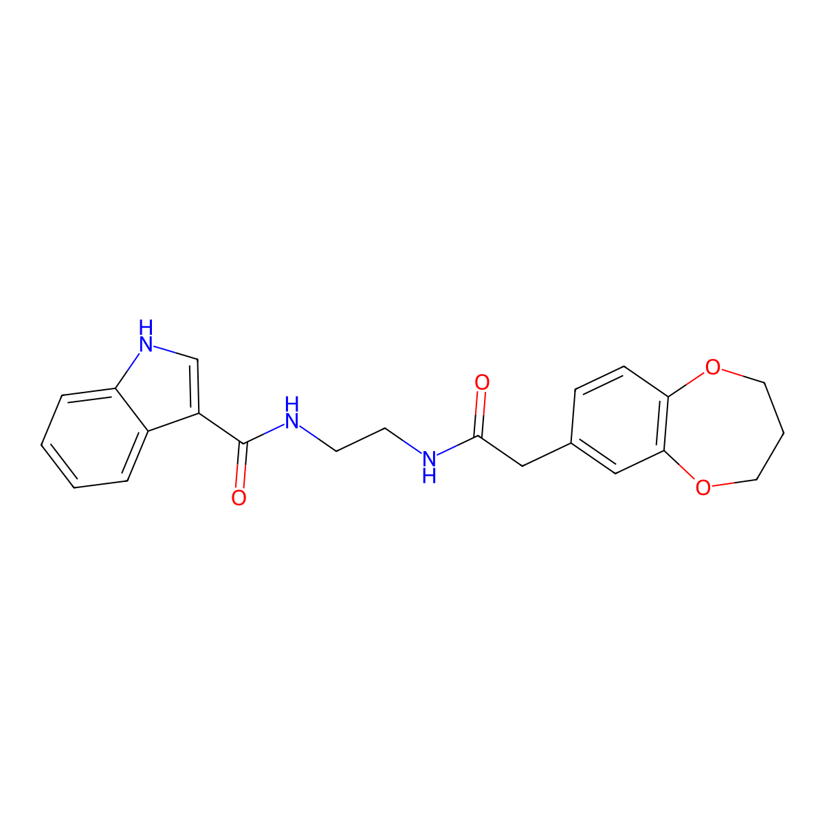 N-{2-[(3,4-dihydro-2H-1,5-benzodioxepin-7-ylacetyl)amino]ethyl}-1H-indole-3-carboxamide molecular structure, CAS 1190241-55-4