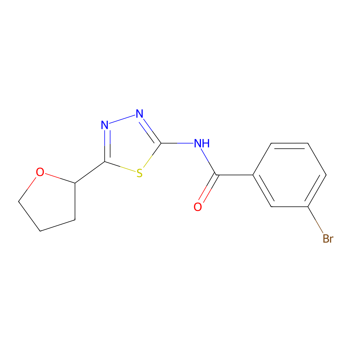 3-bromo-N-[(2E)-5-(tetrahydrofuran-2-yl)-1,3,4-thiadiazol-2(3H)-ylidene]benzamide molecular structure, CAS 1190241-77-0