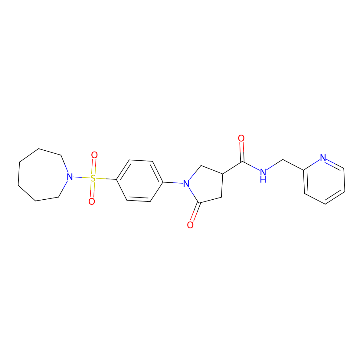1-[4-(azepan-1-ylsulfonyl)phenyl]-5-oxo-N-(pyridin-2-ylmethyl)pyrrolidine-3-carboxamide molecular structure, CAS 1190241-79-2