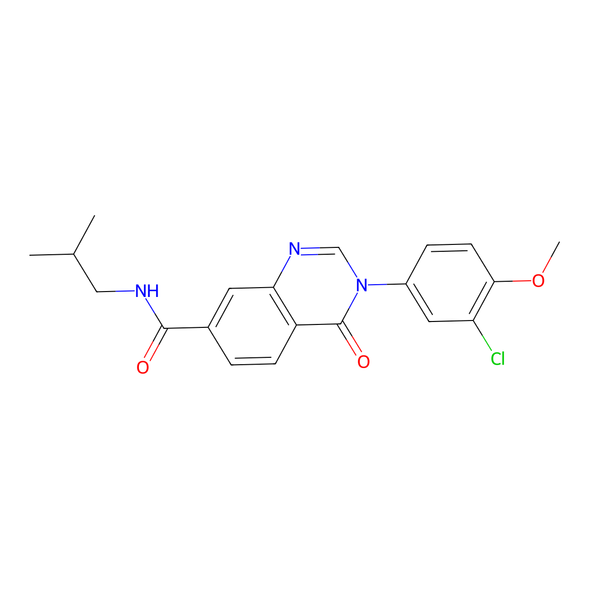 3-(3-chloro-4-methoxyphenyl)-N-(2-methylpropyl)-4-oxo-3,4-dihydroquinazoline-7-carboxamide molecular structure, CAS 1190242-14-8