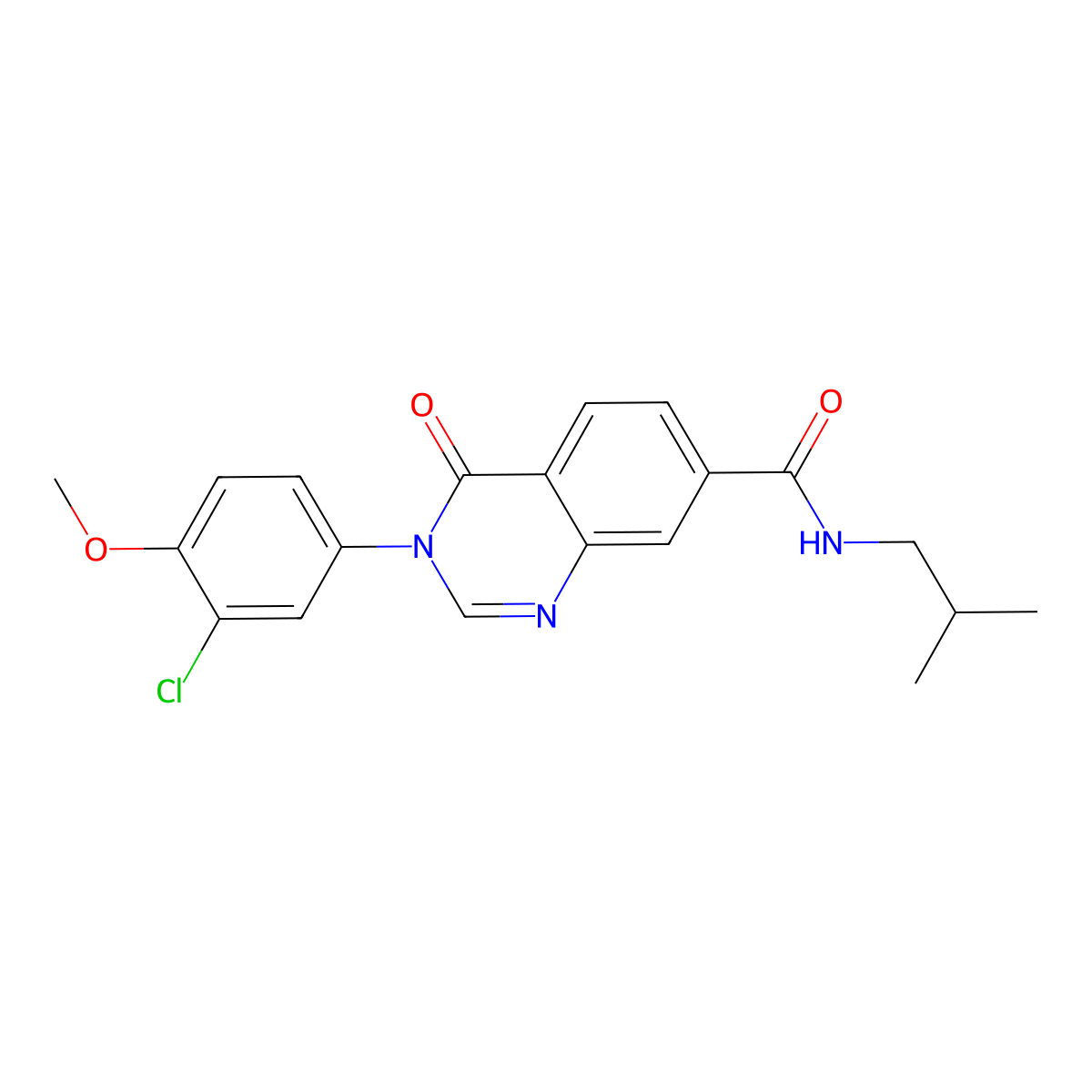 3-(3-chloro-4-methoxyphenyl)-N-(2-methylpropyl)-4-oxo-3,4-dihydroquinazoline-7-carboxamide molecular structure, CAS 1190242-14-8
